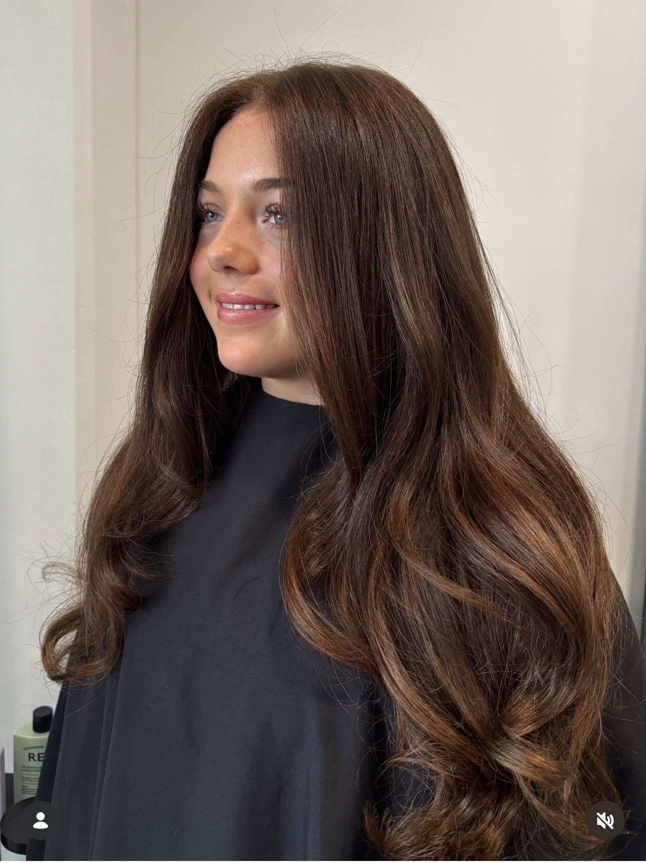 Long glossy dimensional brunette hair